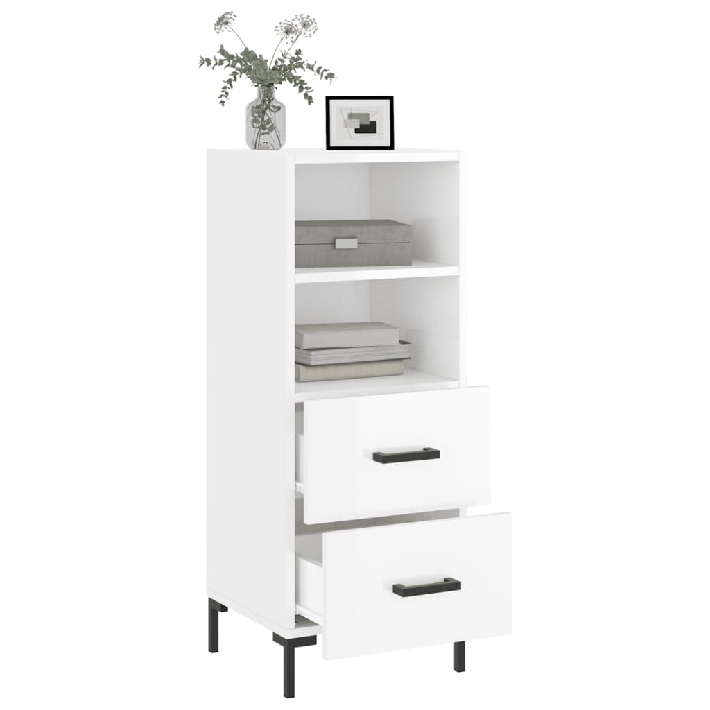 vidaXL Sideboard High Gloss White 34.5x34x90 cm Engineered Wood 4