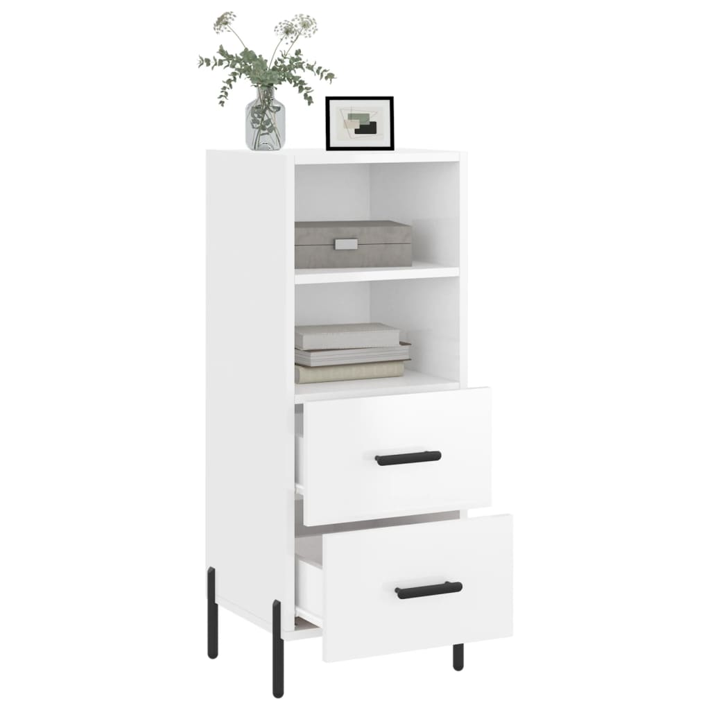 vidaXL Sideboard High Gloss White 34.5x34x90 cm Engineered Wood 4