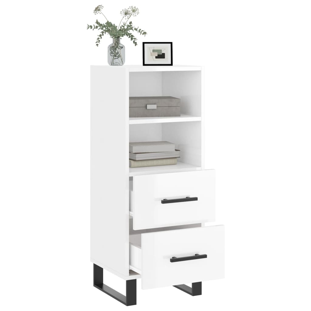 vidaXL Sideboard High Gloss White 34.5x34x90 cm Engineered Wood 4