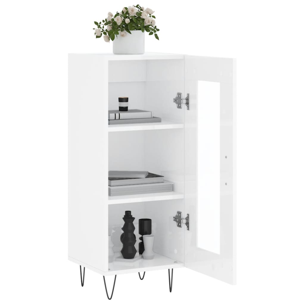 vidaXL Sideboard High Gloss White 34.5x34x90 cm Engineered Wood 4