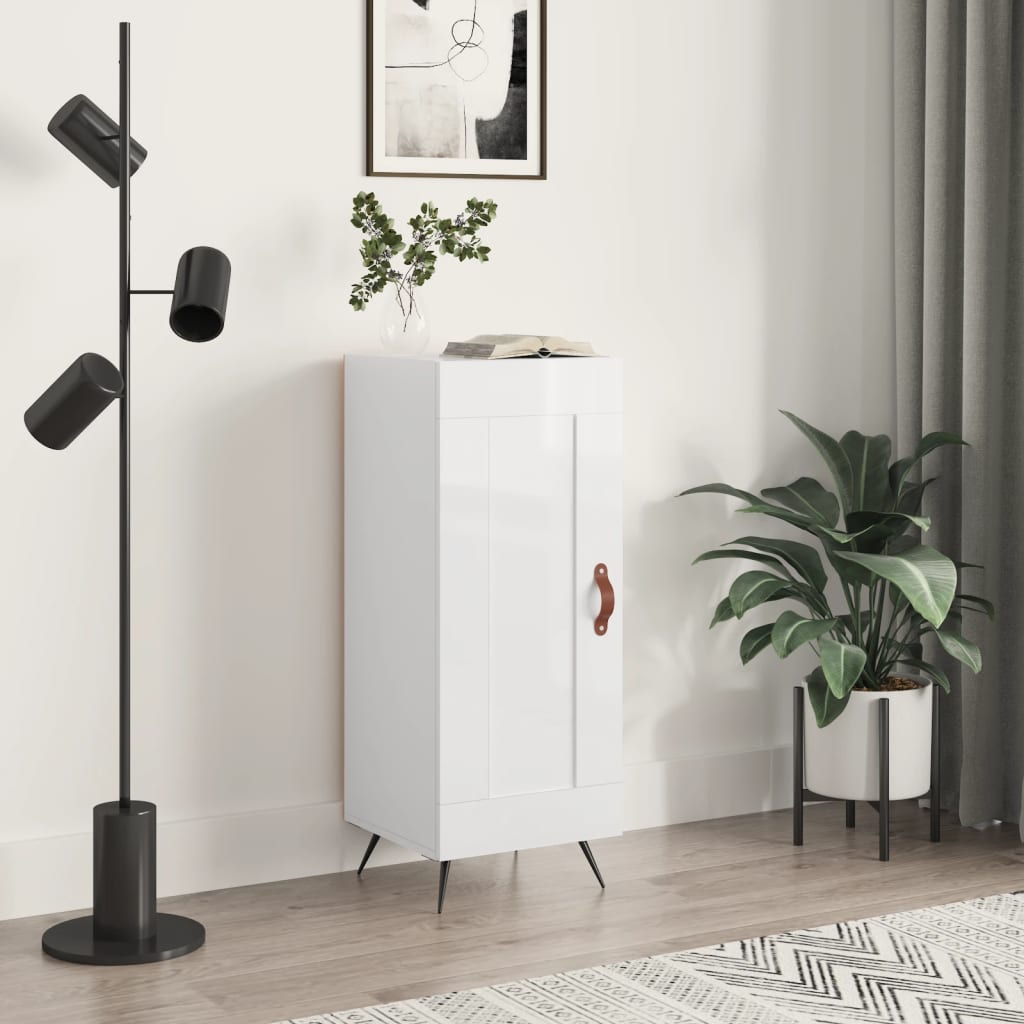 vidaXL Sideboard High Gloss White 34.5x34x90 cm Engineered Wood 1
