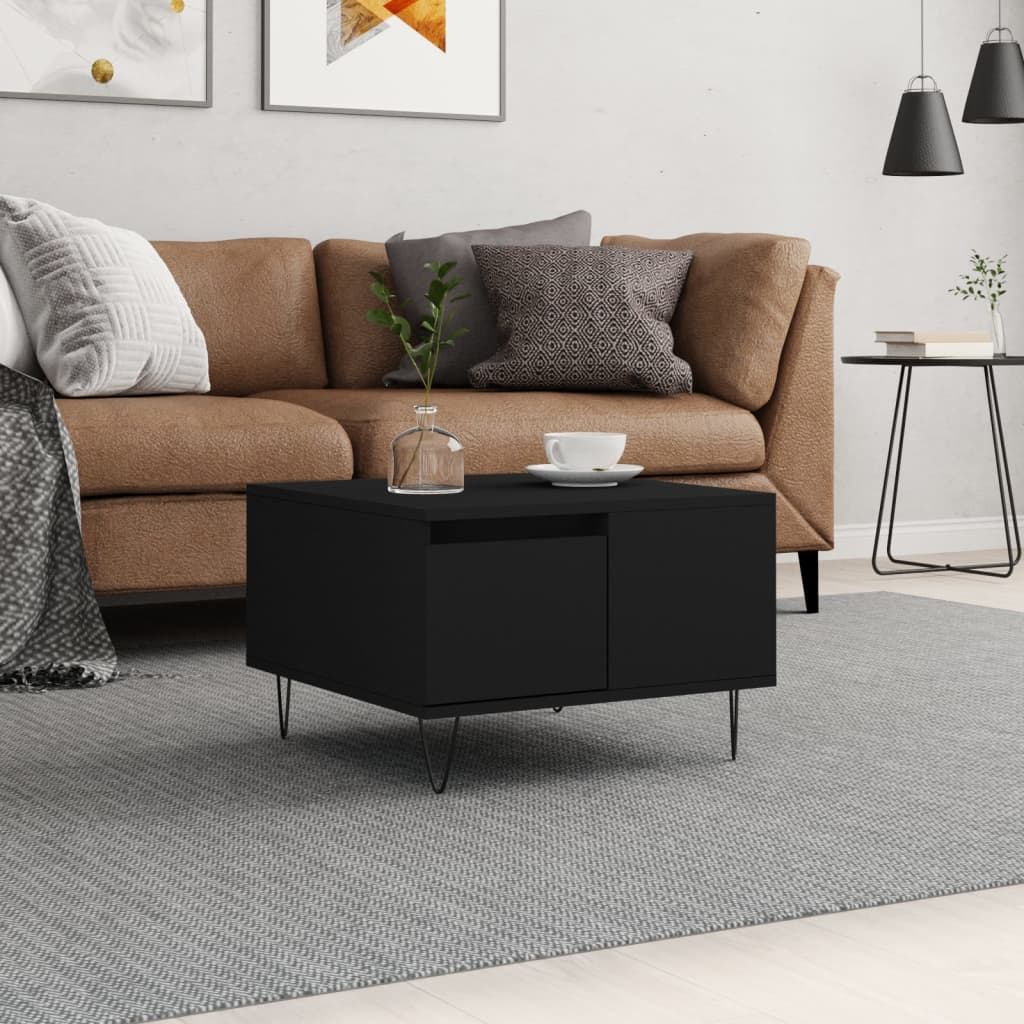 vidaXL Coffee Table Black 55x55x36.5 cm Engineered Wood 1