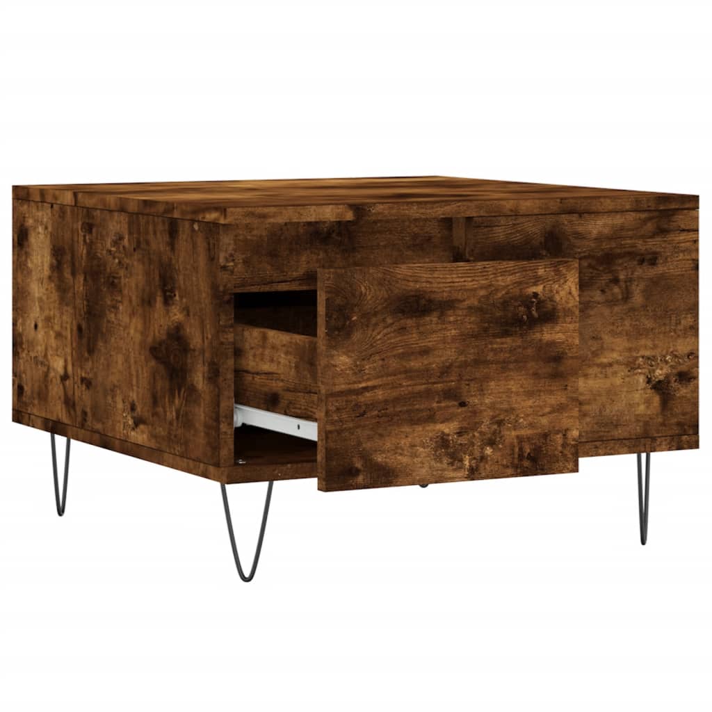 vidaXL Coffee Table Smoked Oak 55x55x36.5 cm Engineered Wood 6