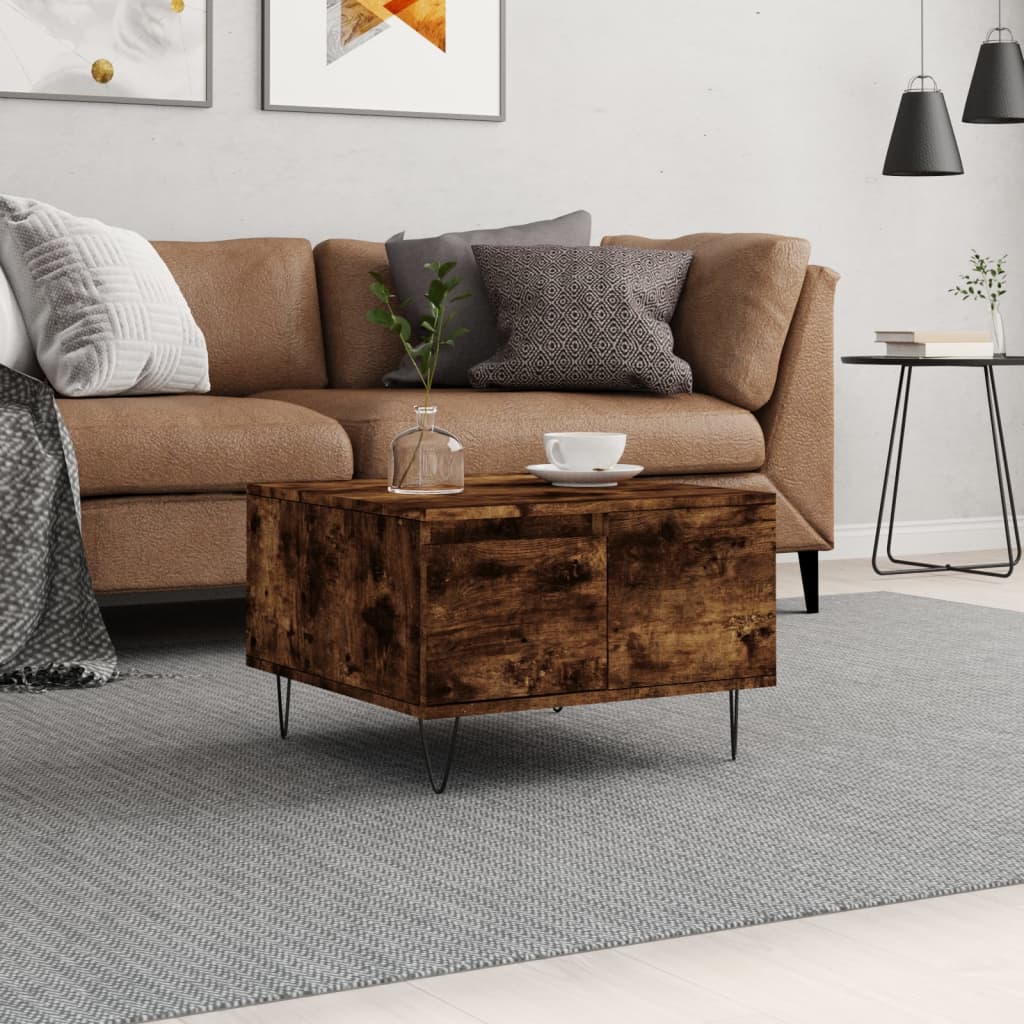 vidaXL Coffee Table Smoked Oak 55x55x36.5 cm Engineered Wood 1