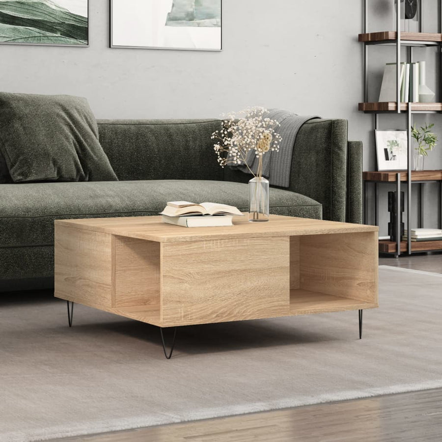 vidaXL Coffee Table Sonoma Oak 80x80x36,5 cm Engineered Wood 1