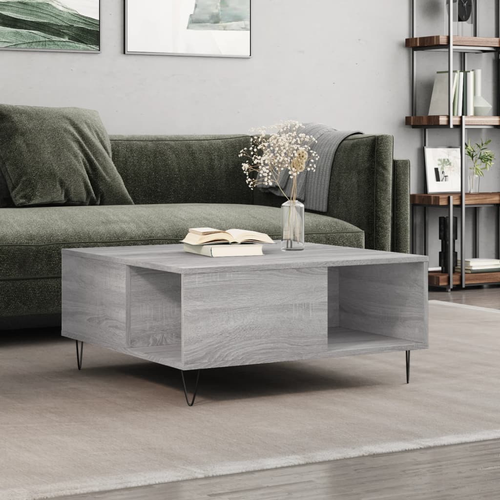 vidaXL Coffee Table Grey Sonoma 80x80x36.5 cm Engineered Wood 1