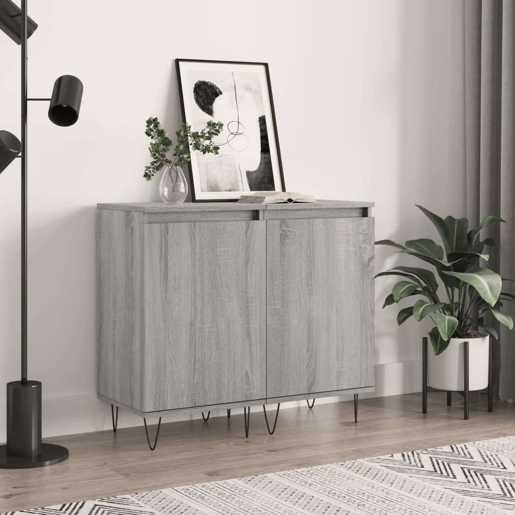 vidaXL Sideboards 2 pcs Grey Sonoma 40x35x70 cm Engineered Wood 1