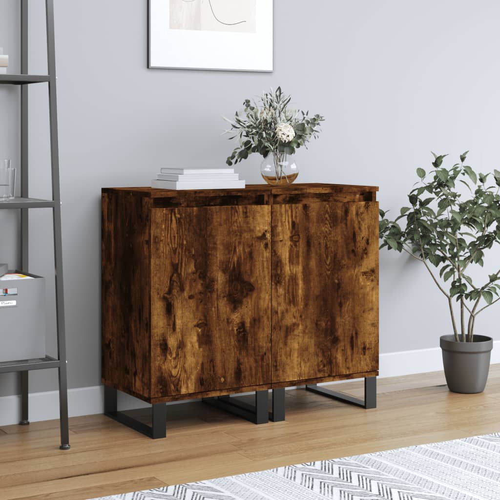 vidaXL Sideboards 2 pcs Smoked Oak 40x35x70 cm Engineered Wood 1