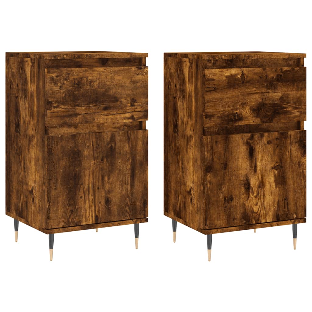 vidaXL Sideboards 2 pcs Smoked Oak 40x35x70 cm Engineered Wood 2
