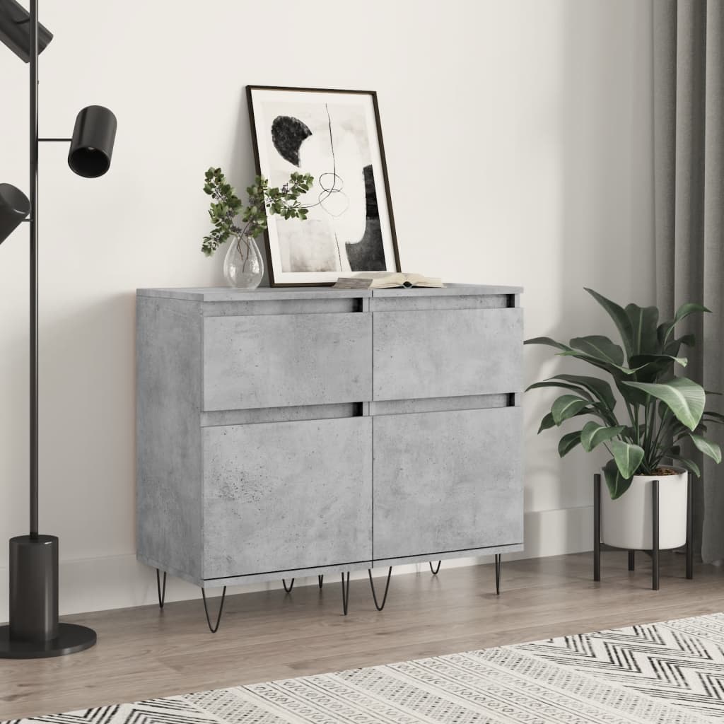 vidaXL Sideboards 2 pcs Concrete Grey 40x35x70 cm Engineered Wood 1