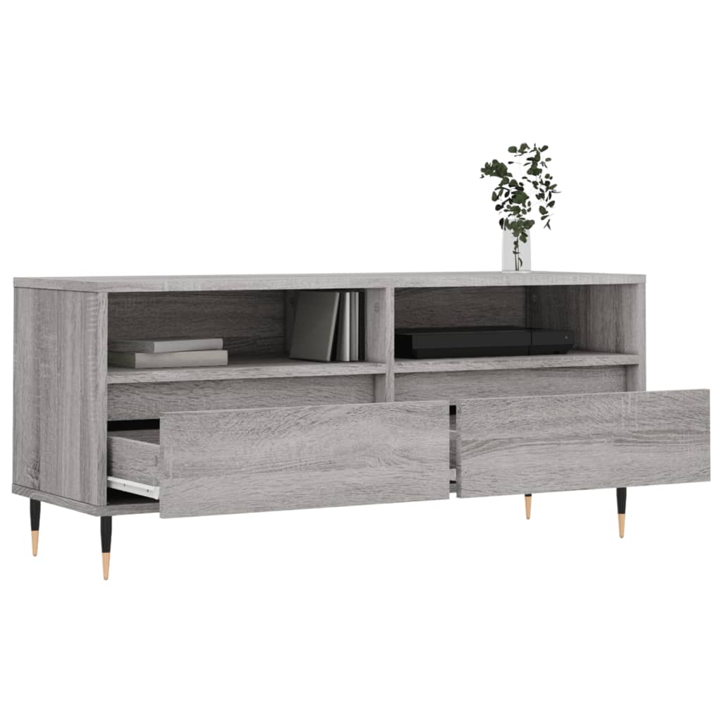 vidaXL TV Cabinet Grey Sonoma 100x34.5x44.5 cm Engineered Wood 4