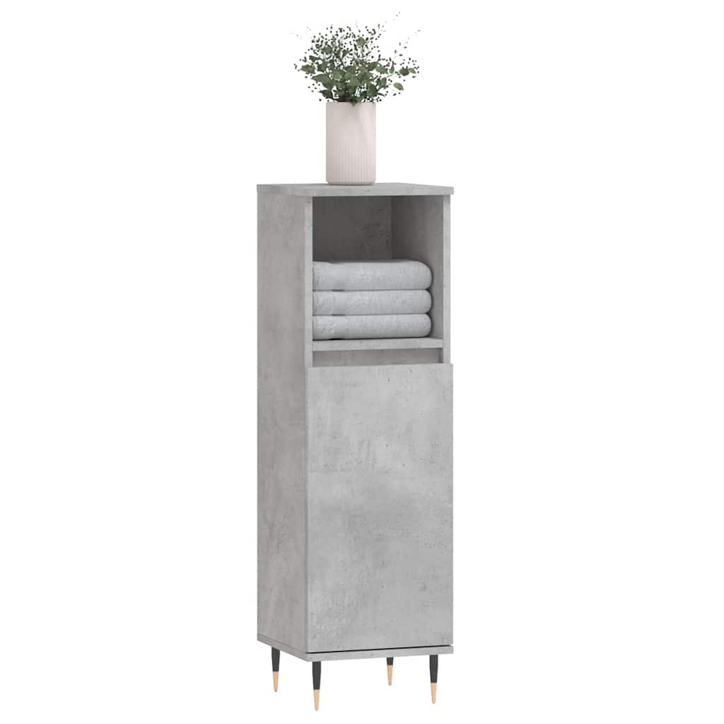 vidaXL Bathroom Cabinet Concrete Grey 30x30x100 cm Engineered Wood 3