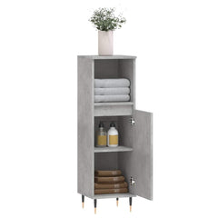 vidaXL Bathroom Cabinet Concrete Grey 30x30x100 cm Engineered Wood 4