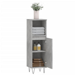 vidaXL Bathroom Cabinet Concrete Grey 30x30x100 cm Engineered Wood 4