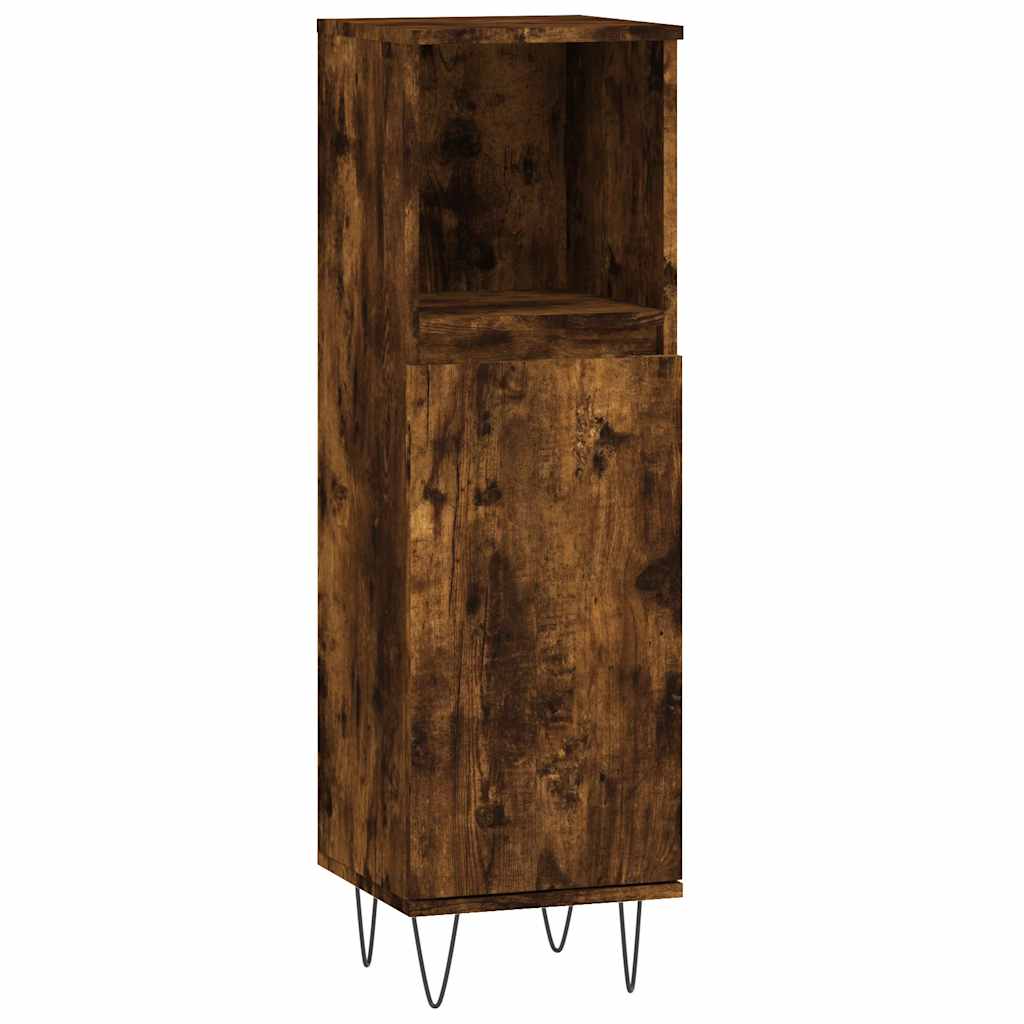 vidaXL Bathroom Cabinet Smoked Oak 30x30x100 cm Engineered Wood 2
