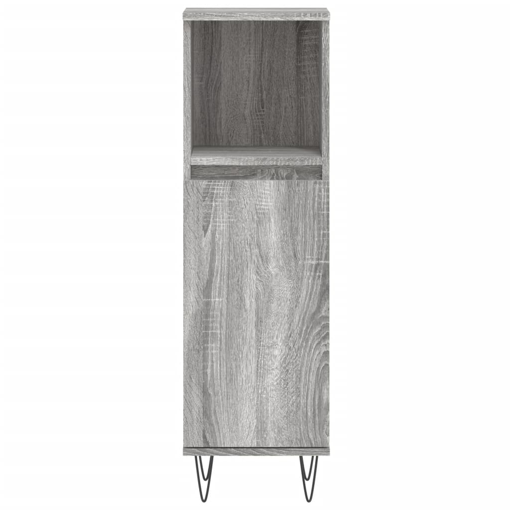 vidaXL Bathroom Cabinet Grey Sonoma 30x30x100 cm Engineered Wood 5