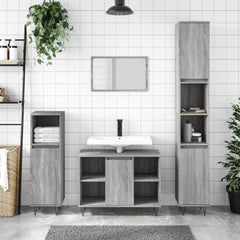 vidaXL Bathroom Cabinet Grey Sonoma 30x30x100 cm Engineered Wood 1