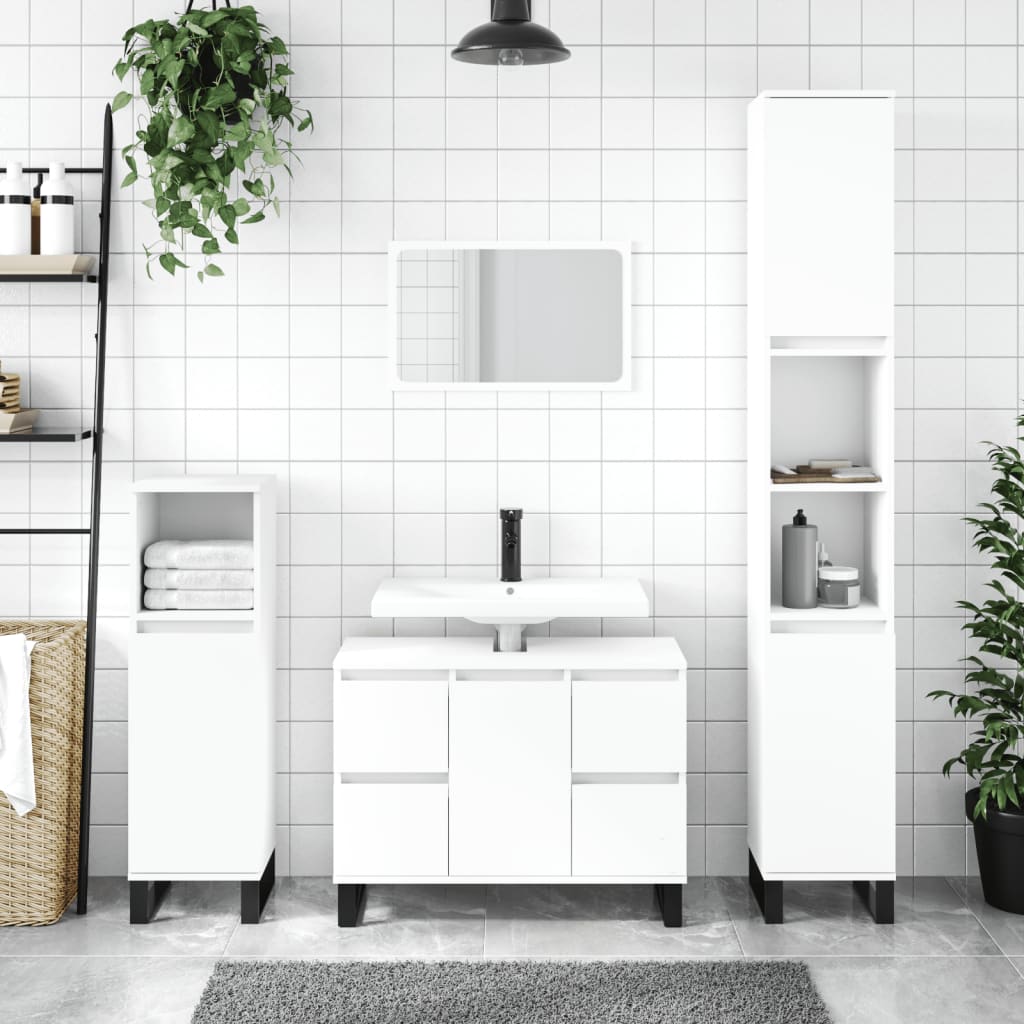 Bathroom Cabinet 30x30x100 cm Engineered Wood White