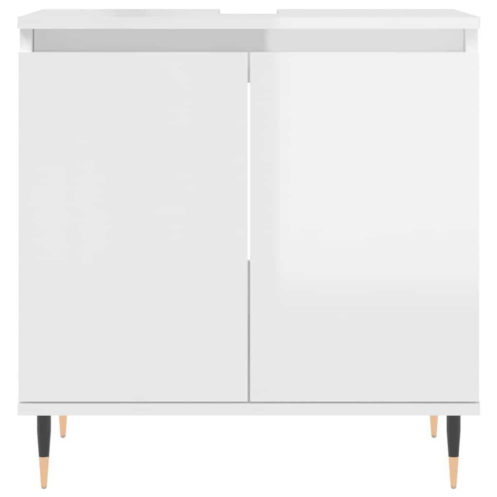 vidaXL Bathroom Cabinet High Gloss White 58x33x60 cm Engineered Wood 4