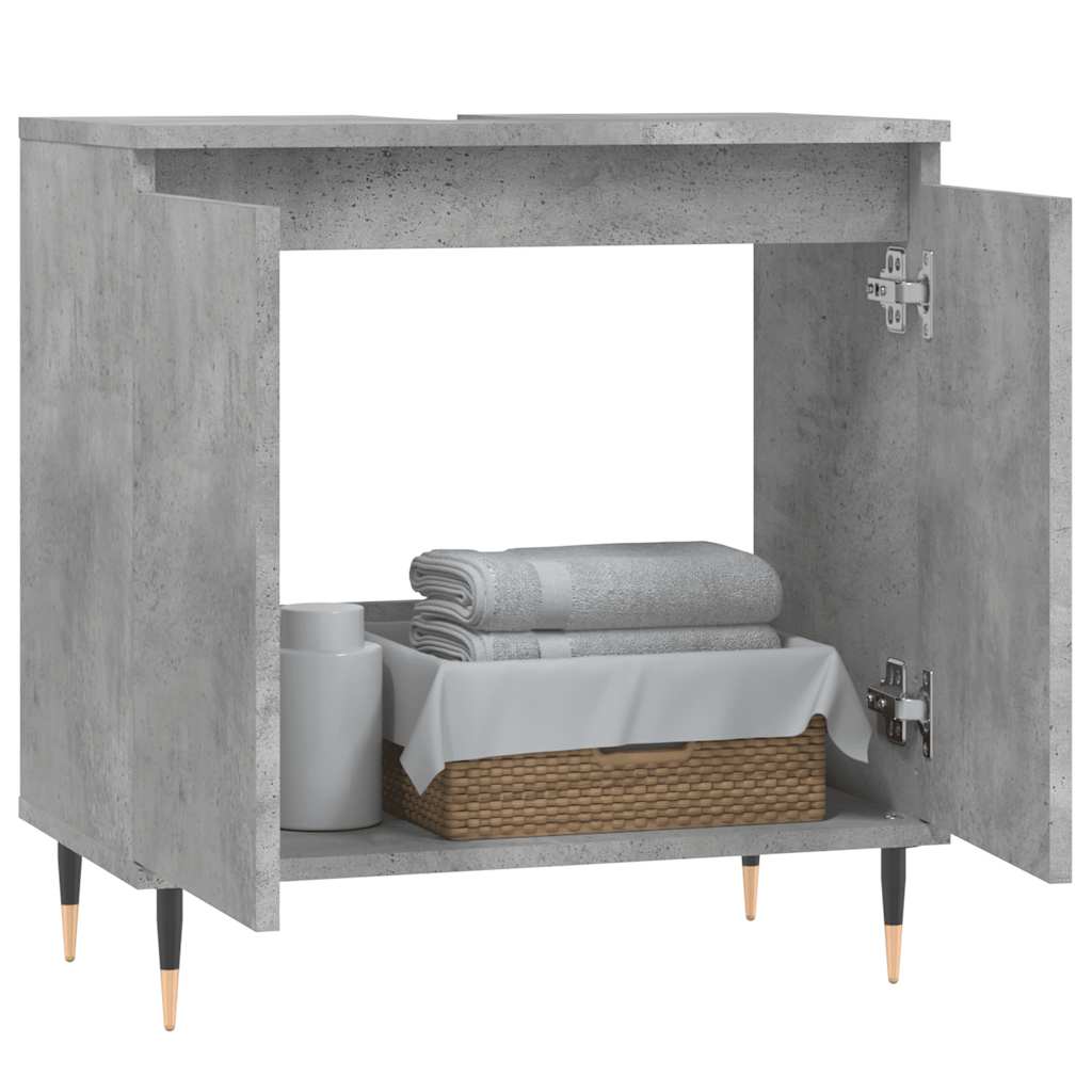 vidaXL Bathroom Cabinet Concrete Grey 58x33x60 cm Engineered Wood 3