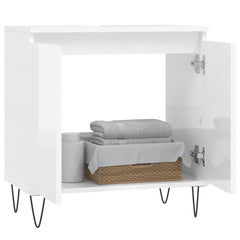 vidaXL Bathroom Cabinet High Gloss White 58x33x60 cm Engineered Wood 3