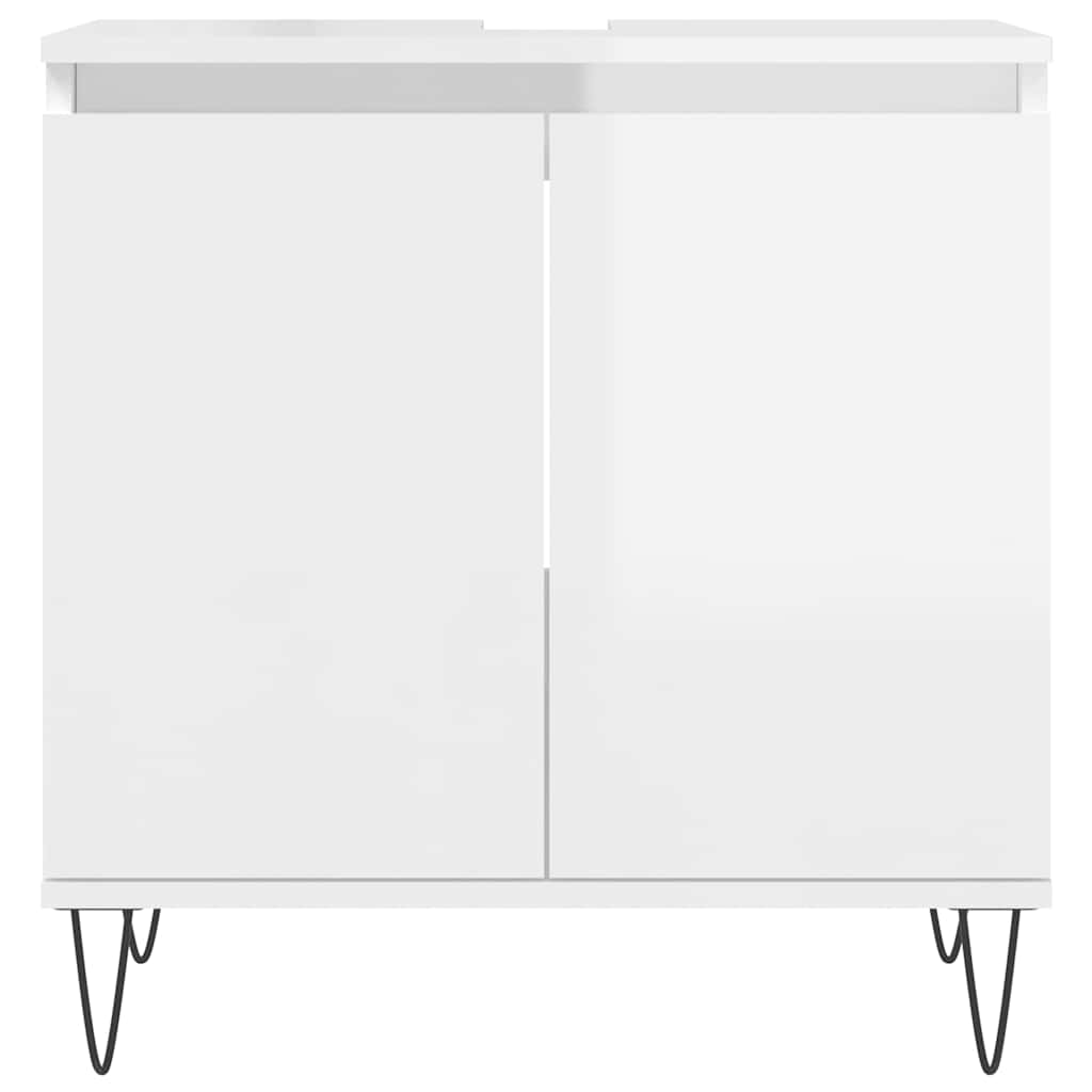 vidaXL Bathroom Cabinet High Gloss White 58x33x60 cm Engineered Wood 4