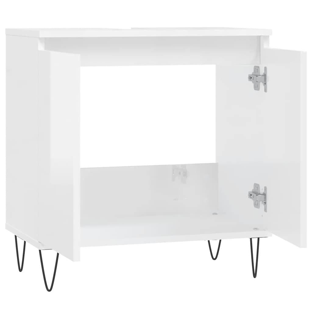 vidaXL Bathroom Cabinet High Gloss White 58x33x60 cm Engineered Wood 5