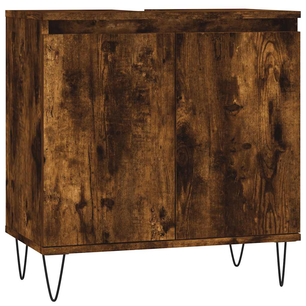 vidaXL Bathroom Cabinet Smoked Oak 58x33x60 cm Engineered Wood 2