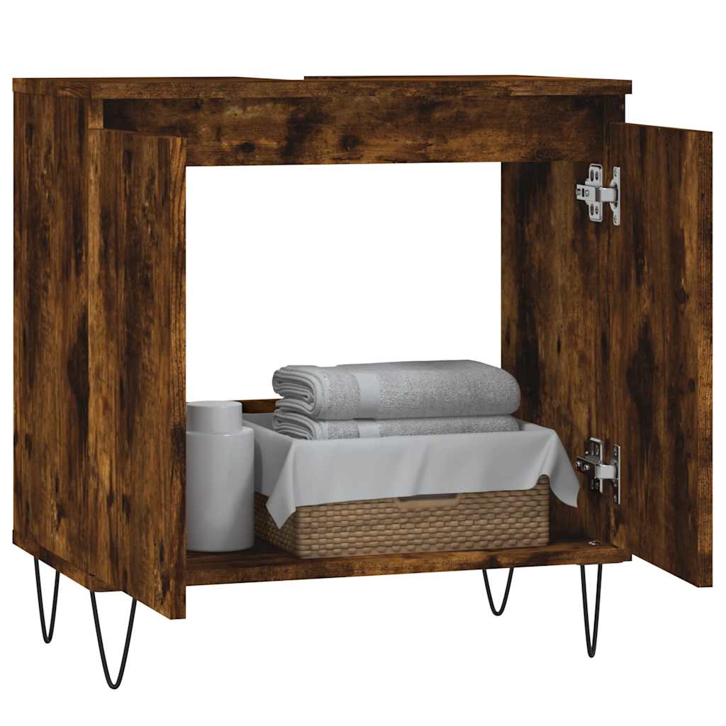 vidaXL Bathroom Cabinet Smoked Oak 58x33x60 cm Engineered Wood 3