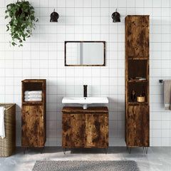 vidaXL Bathroom Cabinet Smoked Oak 58x33x60 cm Engineered Wood 1