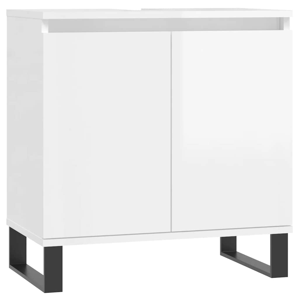 vidaXL Bathroom Cabinet High Gloss White 58x33x60 cm Engineered Wood 2