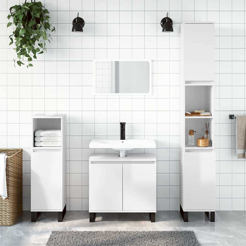 vidaXL Bathroom Cabinet High Gloss White 58x33x60 cm Engineered Wood 1