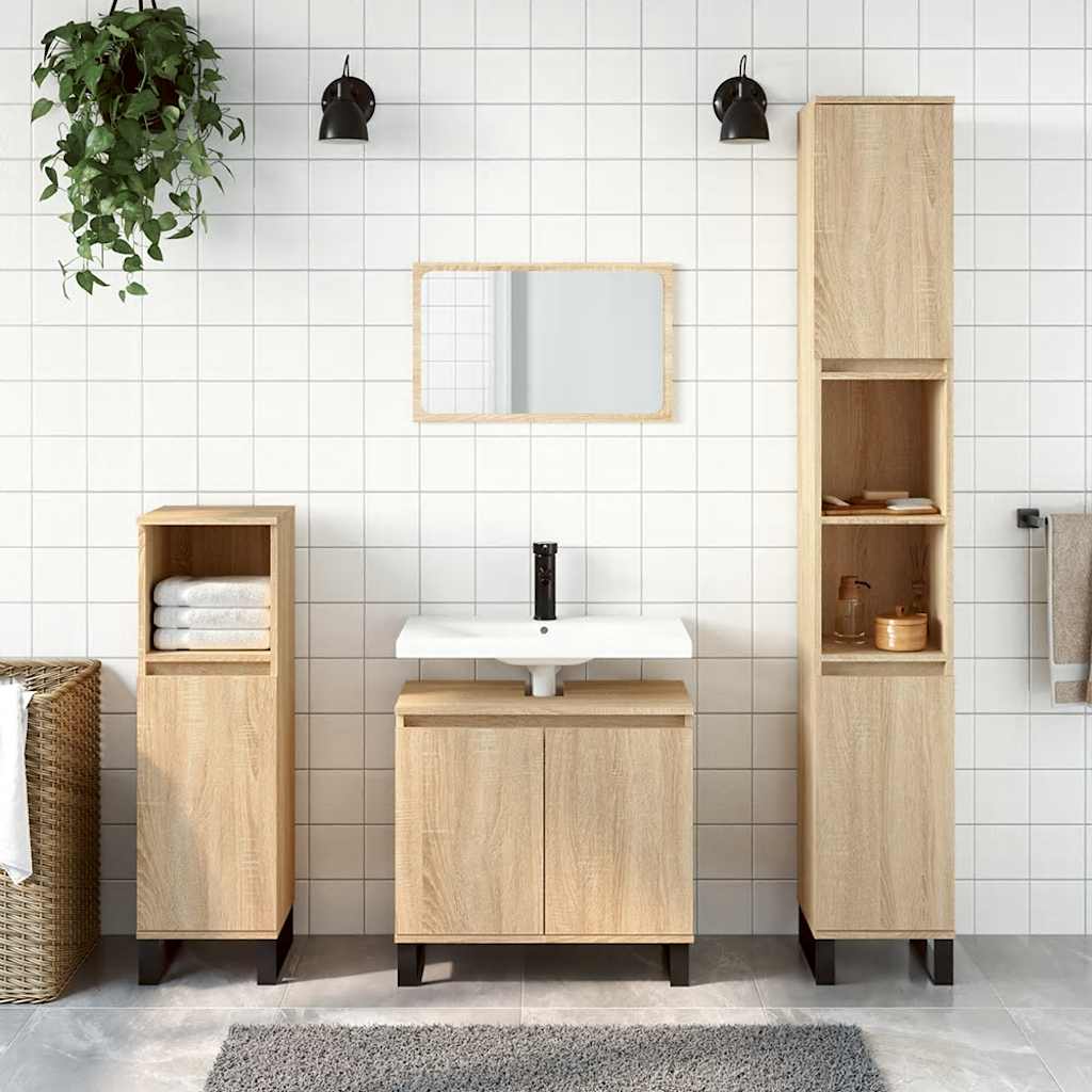 vidaXL Bathroom Cabinet Sonoma Oak 58x33x60 cm Engineered Wood 1