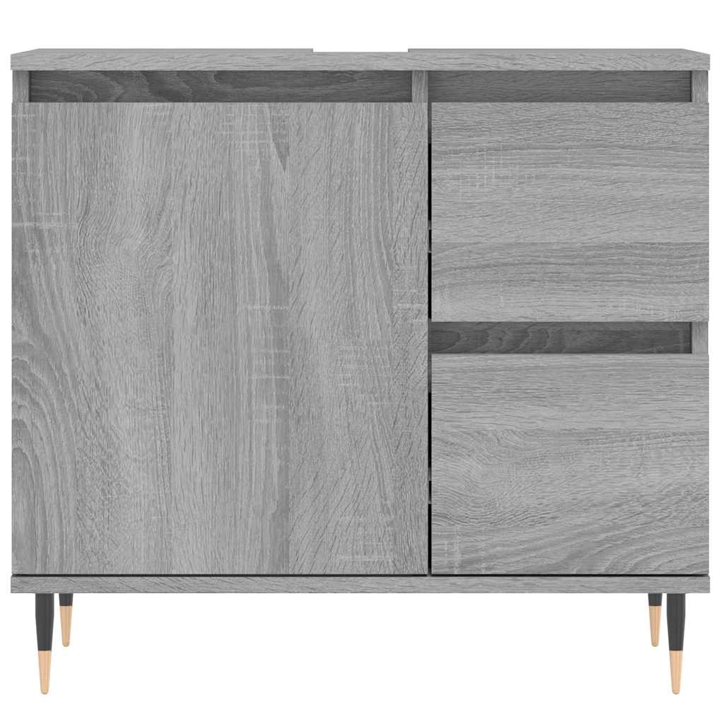 vidaXL Bathroom Cabinet Grey Sonoma 65x33x60 cm Engineered Wood 5