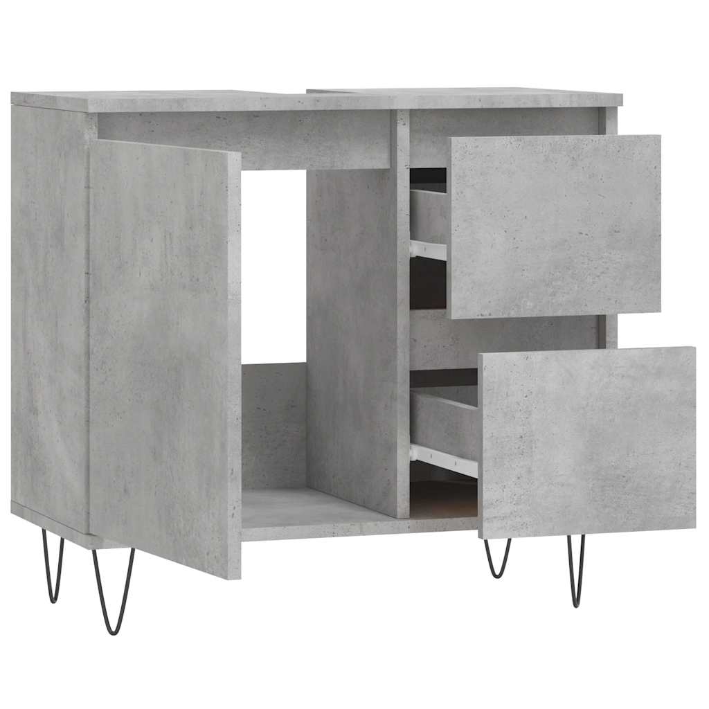Bathroom Cabinet 65x33x60 cm Engineered Wood Concrete grey