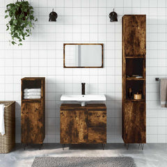 vidaXL Bathroom Cabinet Smoked Oak 65x33x60 cm Engineered Wood 1
