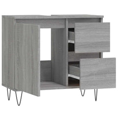 vidaXL Bathroom Cabinet Grey Sonoma 65x33x60 cm Engineered Wood 4