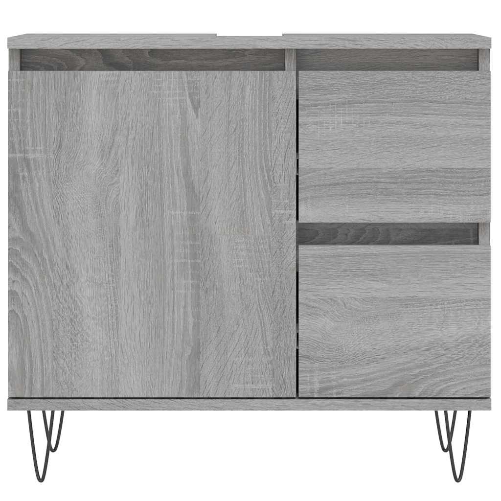 vidaXL Bathroom Cabinet Grey Sonoma 65x33x60 cm Engineered Wood 5