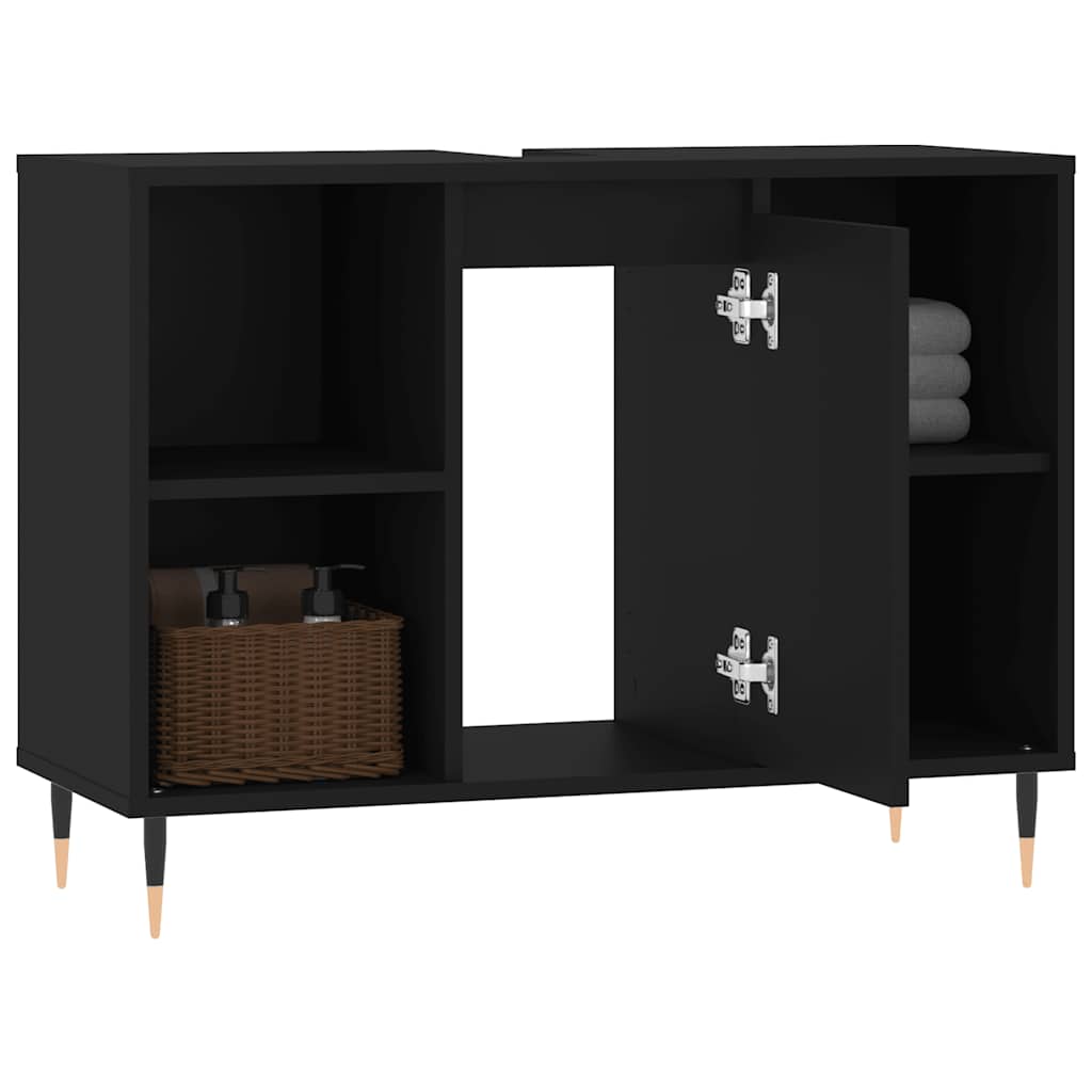 vidaXL Bathroom Cabinet Black 80x33x60 cm Engineered Wood 4