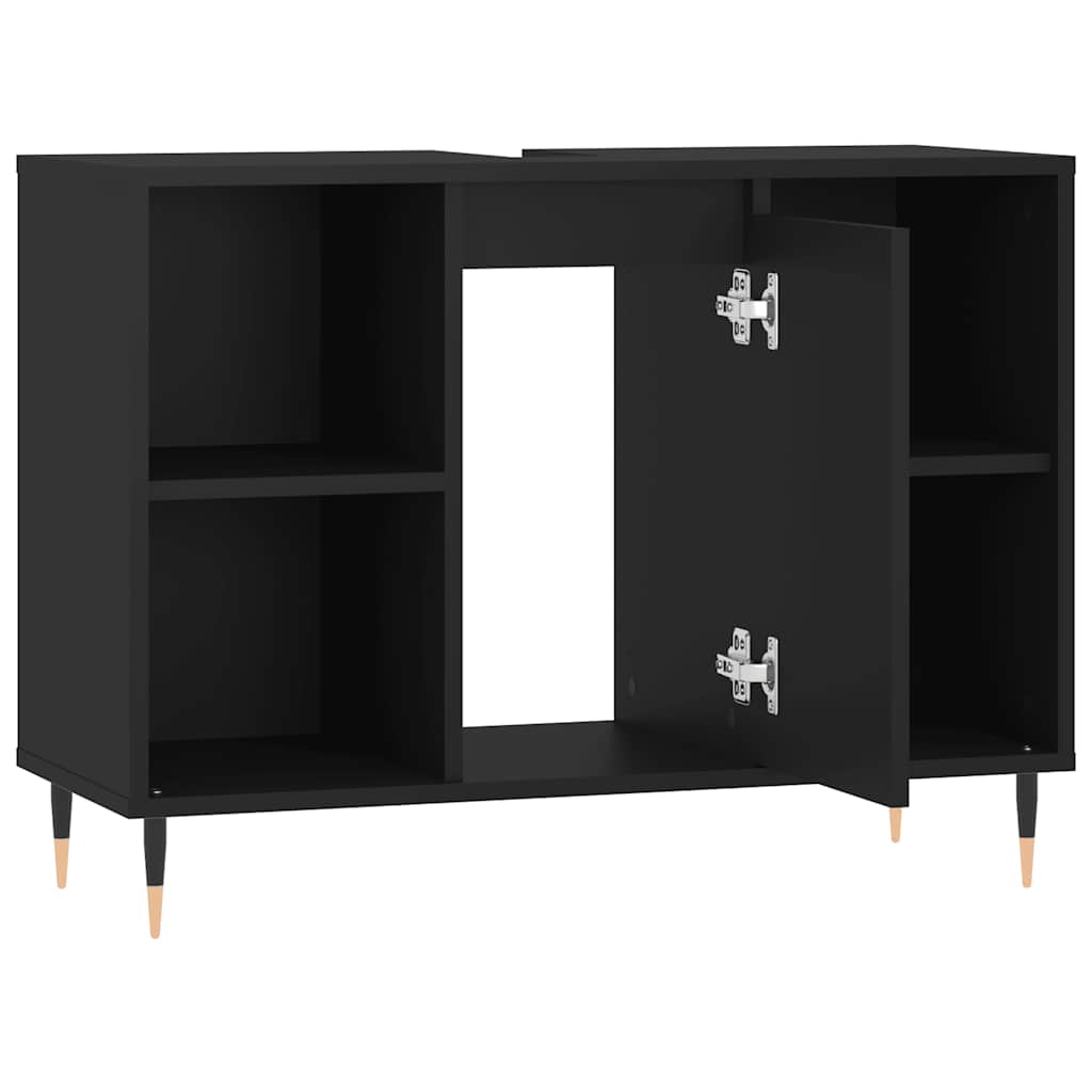 vidaXL Bathroom Cabinet Black 80x33x60 cm Engineered Wood 5