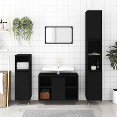 vidaXL Bathroom Cabinet Black 80x33x60 cm Engineered Wood 1
