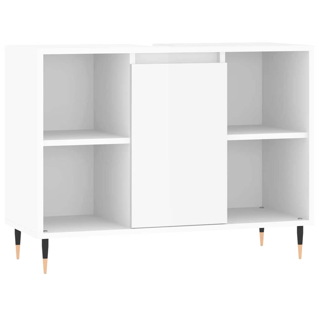 vidaXL Bathroom Cabinet High Gloss White 80x33x60 cm Engineered Wood 2