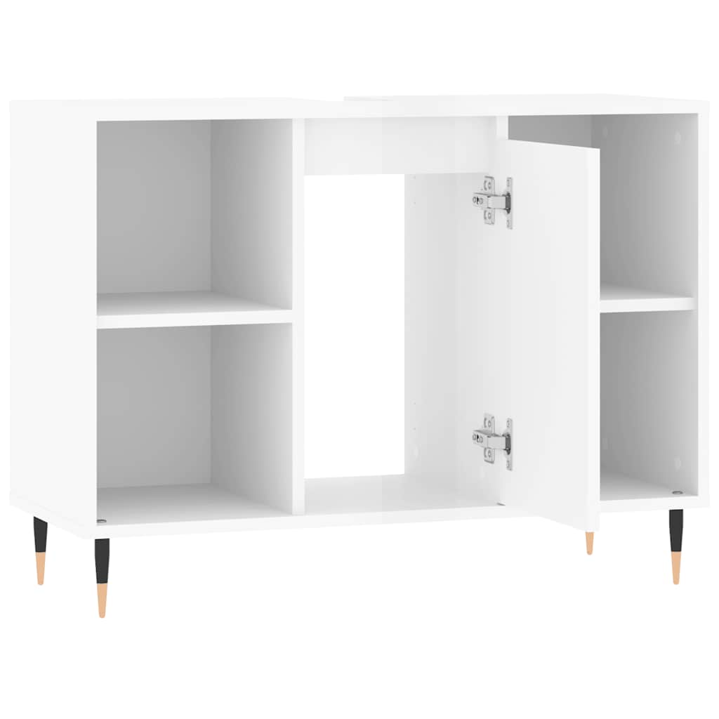 vidaXL Bathroom Cabinet High Gloss White 80x33x60 cm Engineered Wood 5