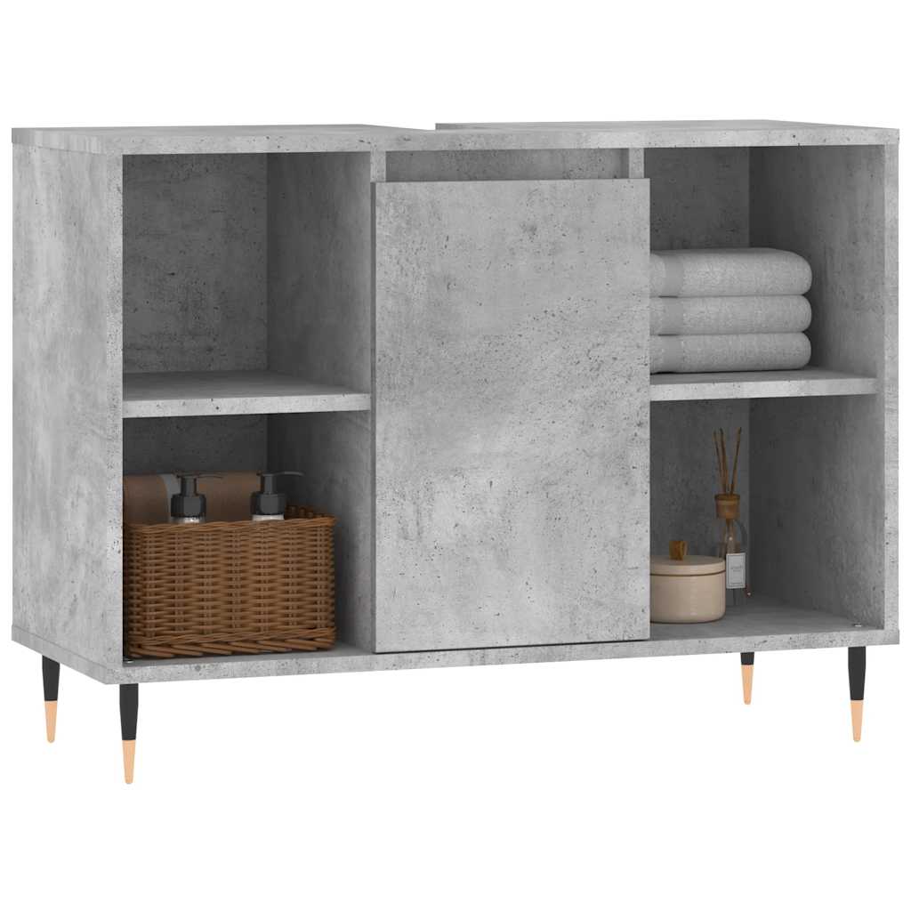 vidaXL Bathroom Cabinet Concrete Grey 80x33x60 cm Engineered Wood 3