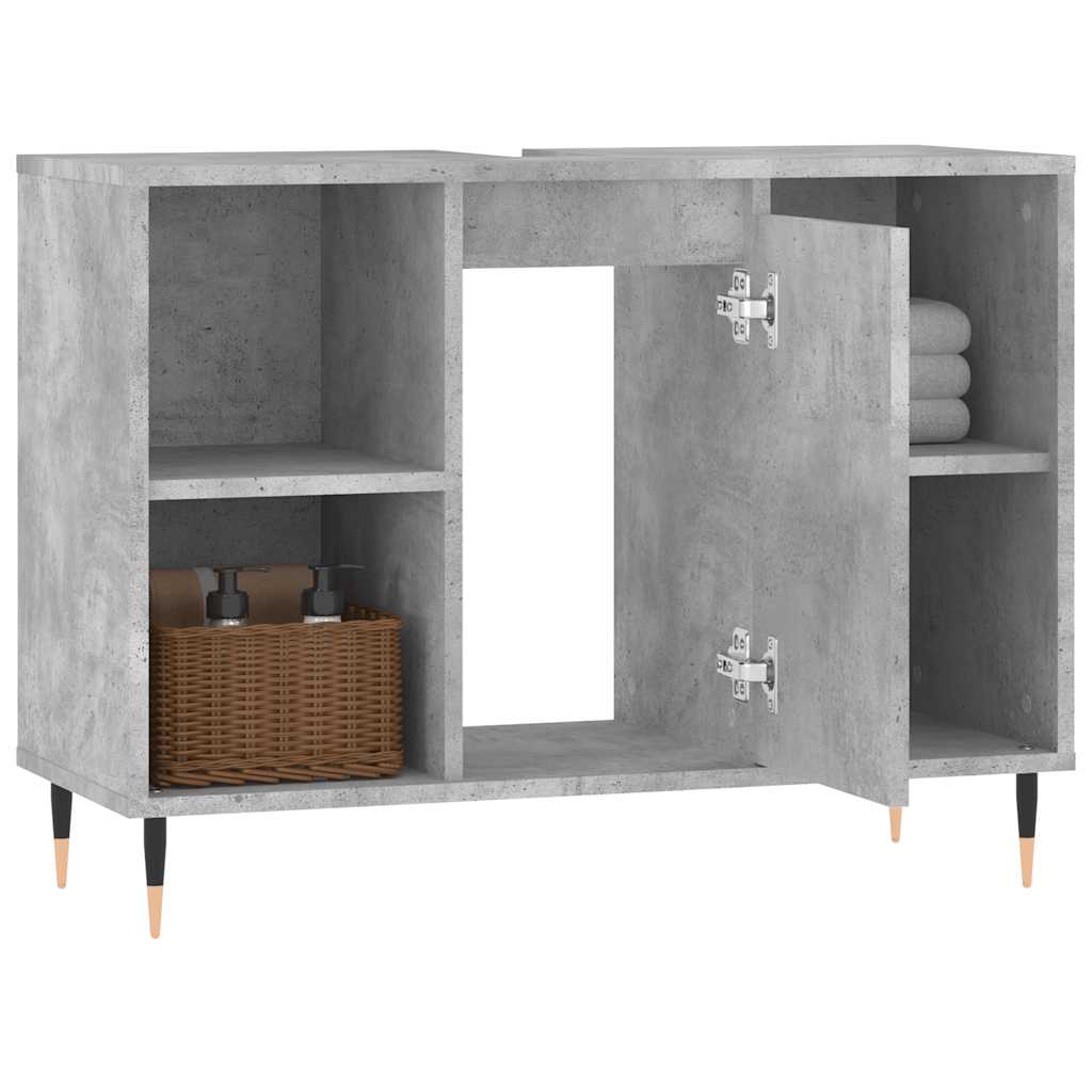 vidaXL Bathroom Cabinet Concrete Grey 80x33x60 cm Engineered Wood 4
