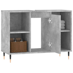 vidaXL Bathroom Cabinet Concrete Grey 80x33x60 cm Engineered Wood 4