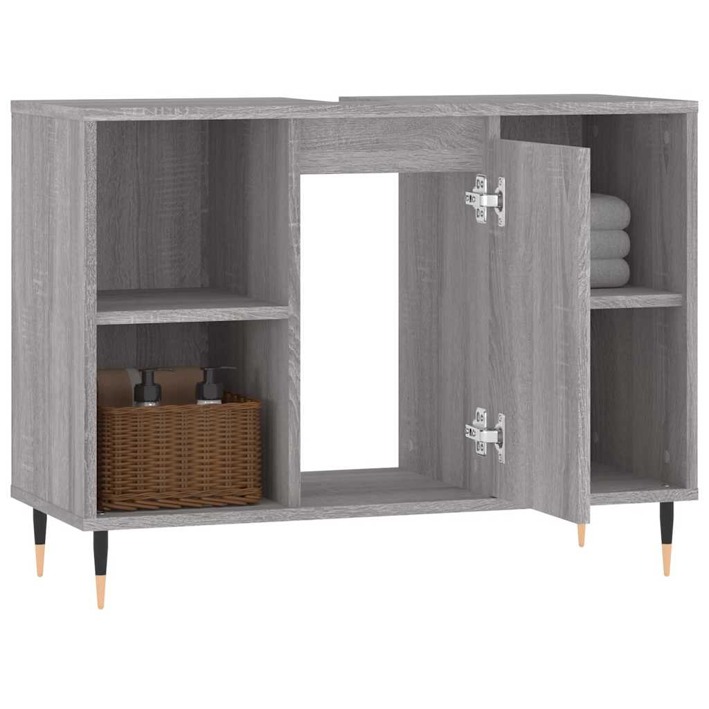 vidaXL Bathroom Cabinet Grey Sonoma 80x33x60 cm Engineered Wood 4
