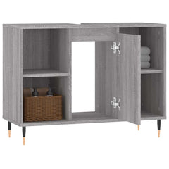 vidaXL Bathroom Cabinet Grey Sonoma 80x33x60 cm Engineered Wood 4