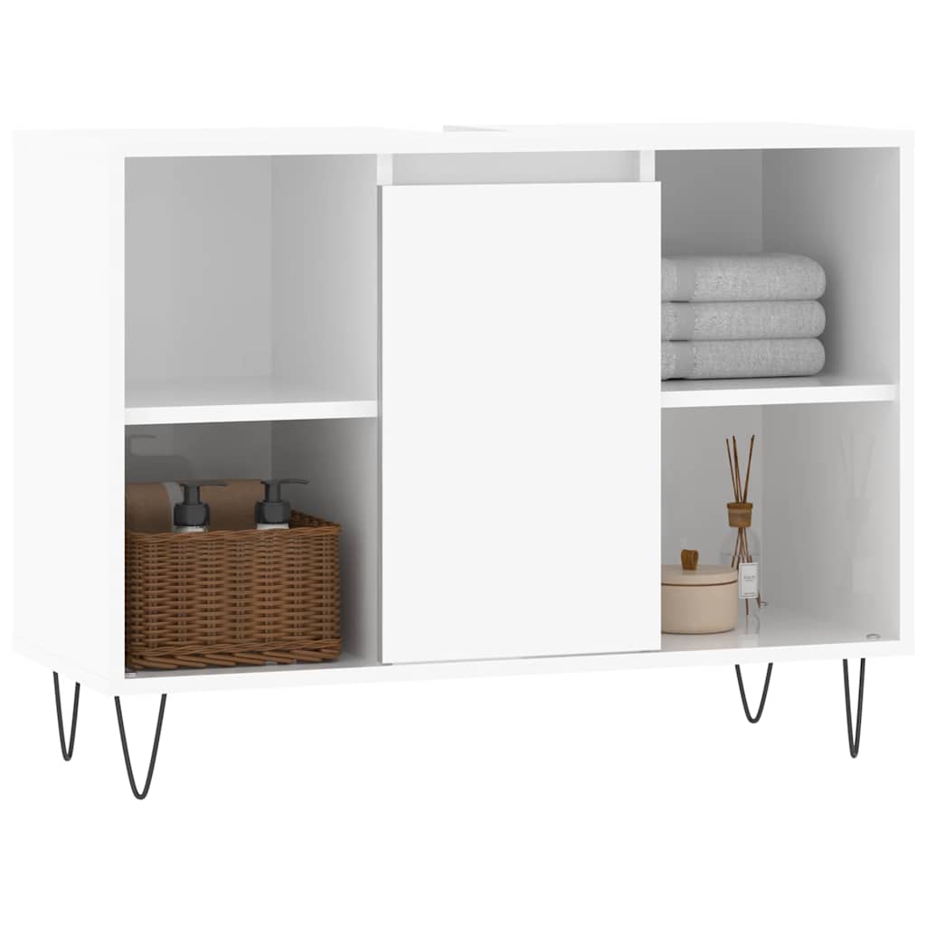 vidaXL Bathroom Cabinet High Gloss White 80x33x60 cm Engineered Wood 3