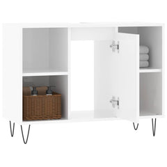 vidaXL Bathroom Cabinet High Gloss White 80x33x60 cm Engineered Wood 4